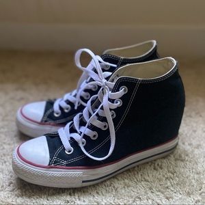 Converse Chuck Taylor All Star Lux Hidden Heel Wedge Black Womens 7.5 Sneakers
